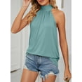 thumbnail image 3 of Spencer Women's Sleeveless Tie Halter Neck Summer Tops Loose Casual Tank Top Blouse Shirts Sexy Plain T-Shirts "Green,XL", 3 of 5