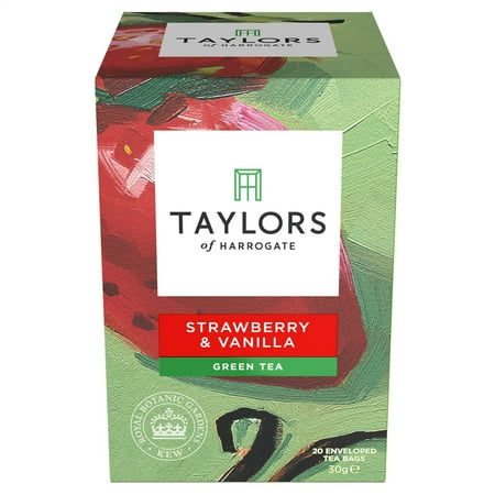 Ceylon Teas Strawberry Tea - Taylors of Harrogate, Strawberry & Vanilla Green Tea, Tea Bags, 20 Ct