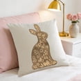 thumbnail image 5 of Horivan Easter Bunny Flocked Pillow Cover 45x45cm Soft Holiday Decor for Sofa Cushion Cute Rabbit Printed Home Decoration Spring Living Room Accent Pillowcase, 5 of 6