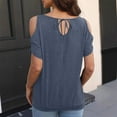 thumbnail image 6 of GigrtiJin Womens Cold Shoulder Tops Crew Neck Off Shoulder Sleeve Solid Color Loose Breathable Blouse, 6 of 7