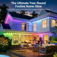 thumbnail image 4 of GUPUP 100ft Permanent Outdoor Lights, RGB Smart Eaves String Lights with 50 LEDs, App & Remote Control, IP65 Waterproof for Christmas, House Roof and Year-Round Garden Decoration, 4 of 7