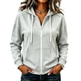 thumbnail image 2 of Stralyhd Women's Casual Long Sleeve Zip Up Hooded Sweatshirt Lightweight Hoodies Jacket with Pocket Year Round Basic Wardrobe Light Gray M, 2 of 7