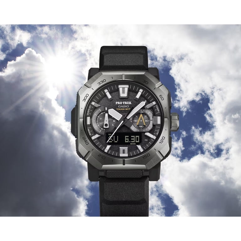 Casio, Men's Pro Trek Solar Atomic Watch, Triple Sensor, Black