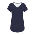 thumbnail image 2 of Women's V Neck Cap Sleeve Top Side Ruched Detail Stretchy Soft Tshirt Feminine Slim Fit Casual Summer Blouse, 2 of 7
