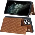 thumbnail image 5 of Crossbody Wallet Case for iPhone 11 Pro Max with Card Slot Holder,Magnetic Flip Folio Purse,PU Leather with Detachable Lanyard Strap Lattice Pattern Travel Case 6.5 Inch (Brown), 5 of 14