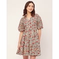 thumbnail image 2 of Moomaya Short Sleeves V Neck Cotton Dress - Women's Stylish Fit And Flare Dress, 2 of 9