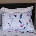 thumbnail image 2 of Seaside Villa White Floral 3pc Disperse Print Quilt Set Navy Blue Ultra Soft Warm Quilt Set Size Queen Gifts Birthday Gifts, 2 of 5