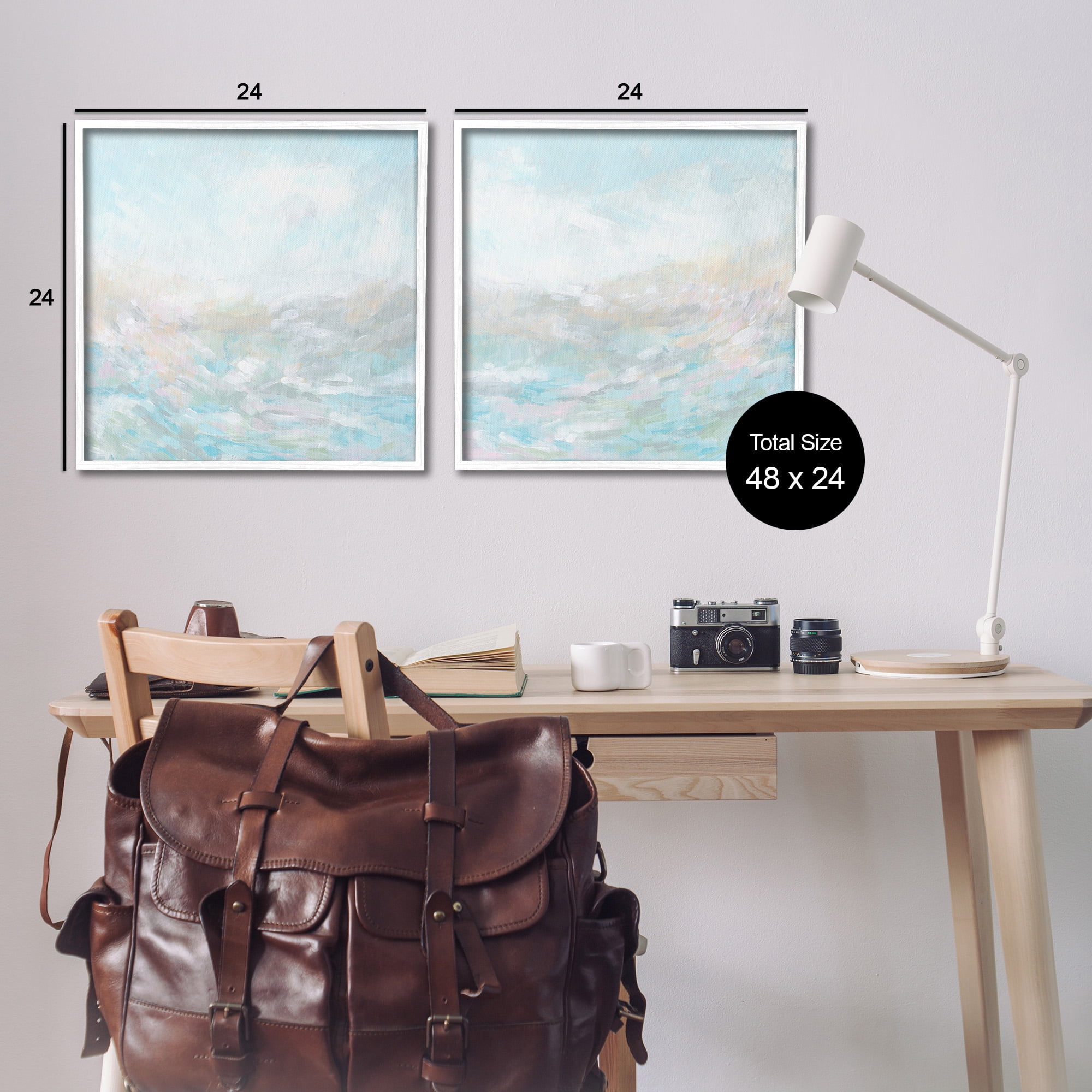 Stupell Industries Abstract Fog Landscape Landscape Painting White Framed Art Print Wall Art, 24 x 24, Set of 2