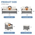 thumbnail image 6 of 6 Pieces Outdoor Patio Furniture Set, All-Weather Wicker Outdoor Sectional Conversation Dining Set with Ottoman,Gray Wicker&Beige Cushions, 6 of 7