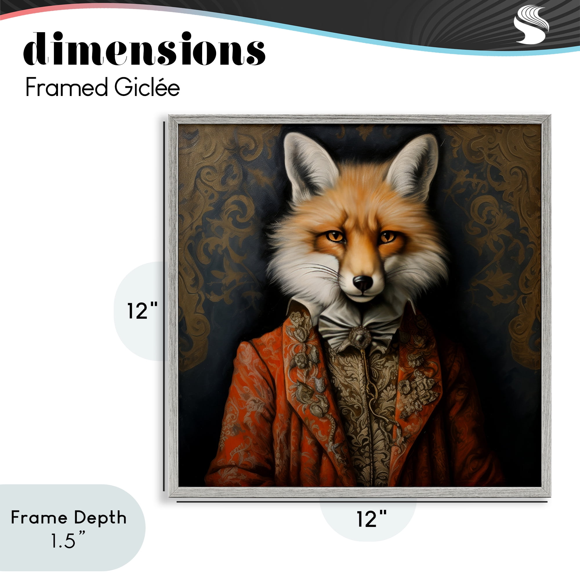 Stupell Industries Mystical Metamorphosis Fox Gray Framed Giclee Art, design by Lazar Studio