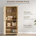 thumbnail image 6 of Demi Bonn 72" Freestanding Kitchen Pantry Cabinet, Farmhouse Tall Storage Cabinet with 4 Door Cabinets and Adjustable Shelves for Dining Room, Beige, 6 of 7
