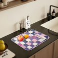 thumbnail image 5 of Yayeee Dish Drying Mat for Kitchen Counter 18" x 24" Microfiber Super Absorbent Coffee Decorative Pad, Pink and Purple Plaid Pattern, 5 of 9