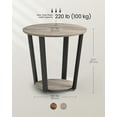 thumbnail image 6 of End Table Round Side Table with Storage Shelf, Easy Assembly, Industrial Accent Furniture with Steel Frame, Heather Greige and Black, 6 of 6