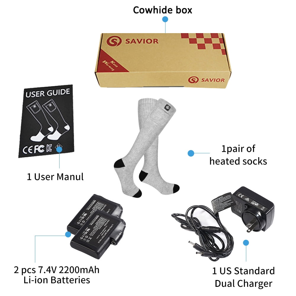 Snow Deer Heated 2025 Upgraded Rechargeable Electric Heated Socks,7.4V 2200mAh Battery Powered Cold Weather Heat Socks for Men Women,Outdoor Riding Camping Hiking Motorcycle Skiing Warm Winter Socks
