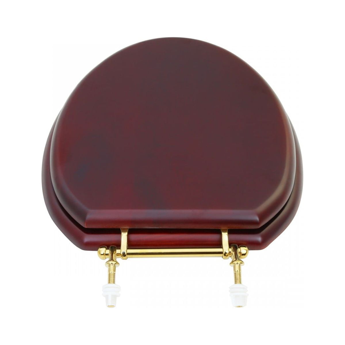 Renovators Supply Cherry Finish Wooden Elongated Toilet Seat 17.63"x14.5" w/Brass PVD Hinges & Stabilizers