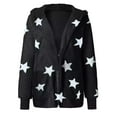 thumbnail image 6 of jsaierl Women's Fashion Casual Hooded Pocket Five-pointed Star Cardigan Plush Stitching Jacket Coat, 6 of 6