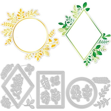 17 Pcs Leaves Frame Hot Foil Plate and Metal Cutting Dies Flower Gilding Plate and Die Cuts Embossing Stencils Set for Paper Card Making Decoration DIY Scrapbooking Album Craft Decor
