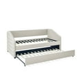 thumbnail image 6 of Twin daybed in beige linen, with pull - out trundle / Comfortable seating, extra bed for overnight, 6 of 6