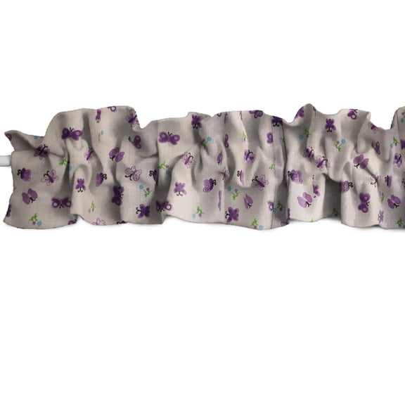 Butterflies Floral Print Cotton Curtain Sleeve Topper Window Treatment
