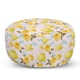 thumbnail image 1 of Tea Pouf Cover with Zipper, Inspired Image with Tea Time Cups and Pots Floral Details, Soft Decorative Fabric Unstuffed Case, 30" W X 17.3" L, Turquoise Yellow, by Ambesonne, 1 of 5