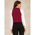 thumbnail image 3 of DARING DIVA Women's Notched Lapel Waistcoat Vest Double Breasted L Burgundy, 3 of 6