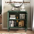 thumbnail image 6 of iooHug Vintage Hollow-Carved Accent Cabinet, 2-Door Storage Sideboard with Adjustable Shelf and Solid Wood Legs, for Living Room, Entryway,Green, 6 of 9