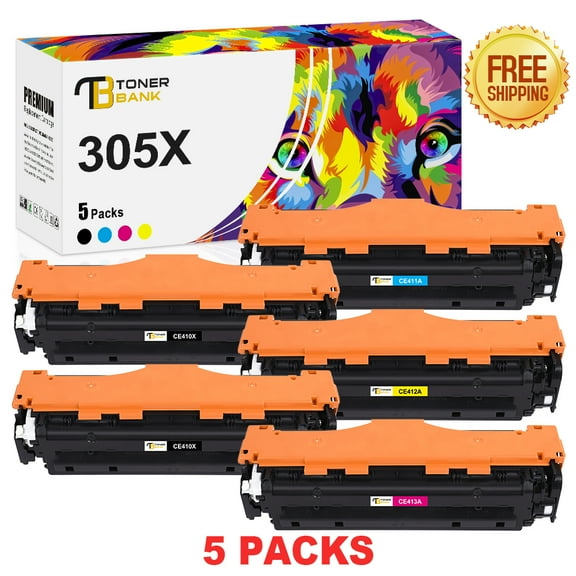 Toner Bank 5-Pack Compatible Toner Cartridge Replacement for HP CE410X LaserJet Pro 400 Color M451dw M451dn 451nw M475dn Pro 300 Color MFP M375nw M351 2BK   C   M   Y