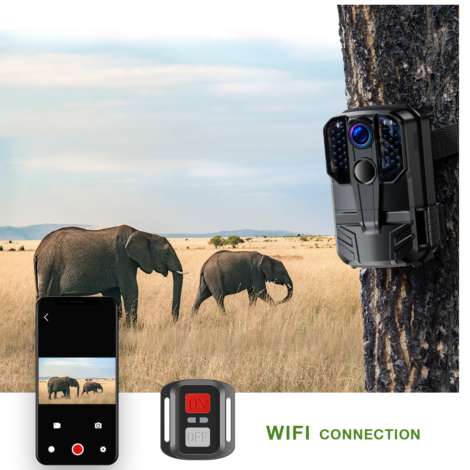 CAMPARK WiFi Trail Camera with SD Card 1296P 20MP Bluetooth Game Hunting Camera Outdoor Deer Trail Cam with 850nm Low-Glow Infrared Night Vision Waterproof 2.0" LCD Screen Motion Activated Scouting