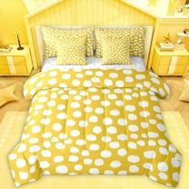 Feelyou Modern Yellow Polkadots Twin Bedding Sets 7-Piece, Chic Fashion Abstract Bedding Comforter Set, Teens Kids Adult Women Reversible Sheet Sets, Super Cozy Room Decor