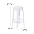 thumbnail image 4 of Bowery Hill 25.75" Mid Century Plastic Counter Stool in Crystal Clear, 4 of 6
