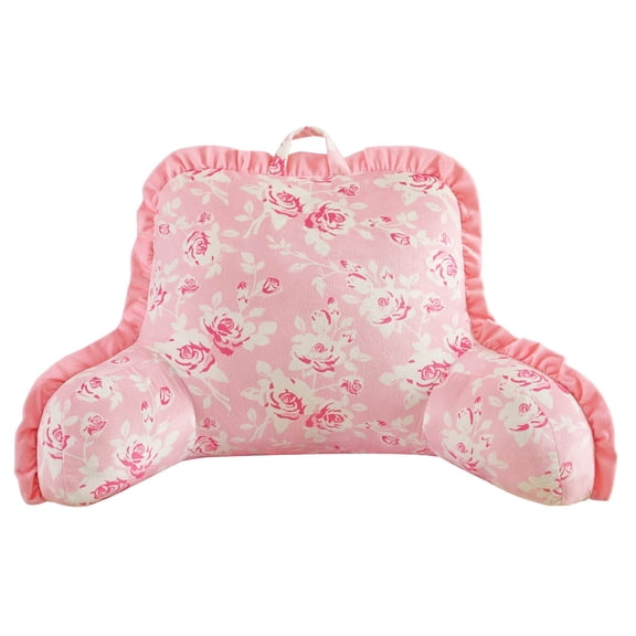 Mainstays Pink Rose Backrest Pillow with Ruffle Trim, 22" H