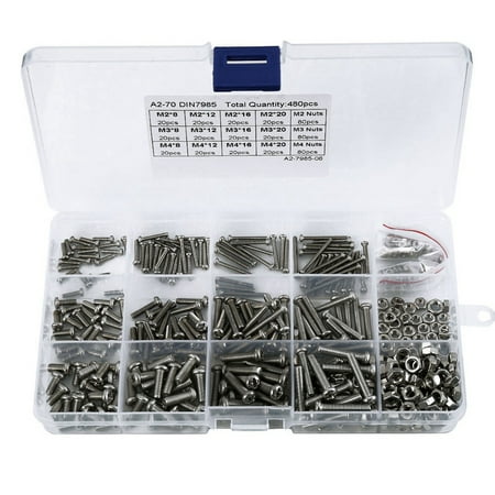 

480Pcs/Set M2 M2.5 Din7985 Gb818 Steel Recessed Pan Head Screws Screws Assortment Kit Hw028