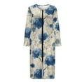 thumbnail image 4 of Xoenoiee Blue Hydrangea Flower Print Women Zipper Robe Long Housecoat Zip Up Bathrobes Full Length Nightgown Loungewear with Pockets, XL, 4 of 7