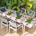 thumbnail image 2 of Grey Christmas Table Cloths for 8 Foot Rectangle Tables, Snowman Xmas Tree Ball Snowflake Patio Waterproof Elastic Fitted Tablecloths, Washable Rectangular Table Cover for Camping, 2 of 8