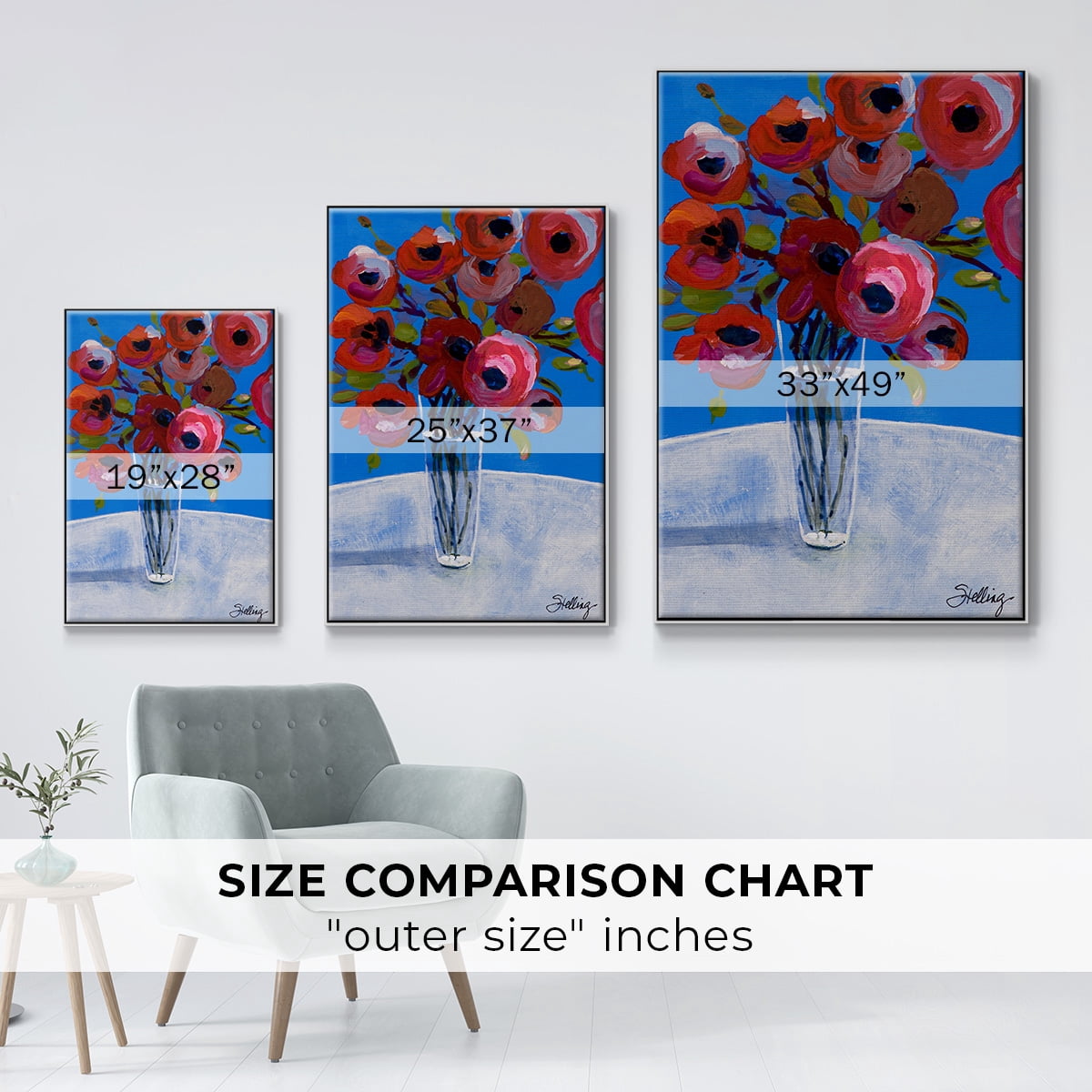 Poppies Framed Premium Gallery Wrapped Canvas - Ready to Hang - 25 x 37 - White Floating Frame