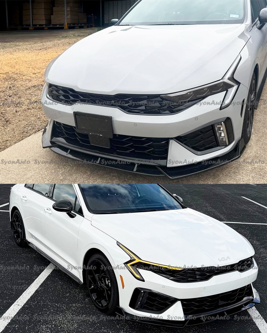 FOR 2025+ KIA K5 GT GT-LINE V STYLE GLOSSY BLACK FRONT BUMPER LIP CHIN SPLITTER KIT