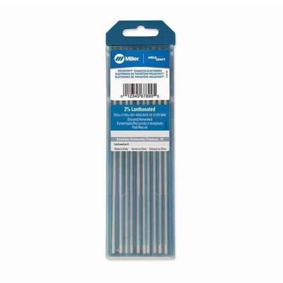 Miller Weldcraft WL2116X7 2% Lanthanated Tungsten Electrode 1/16 X 7", 10 pack