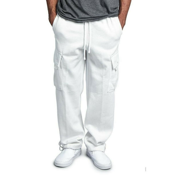 FOCUSNORM - Mens Sweatpants Hip-Hop Pocket Pants Fitness Gym Running Joggers Cargo Drawstring