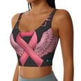 thumbnail image 2 of Balery Ribbon With Angel Wings Pattern Racerback Sports Bras for Women - Padded Seamless High Impact Support for Yoga Gym Workout Fitness-Medium, 2 of 8
