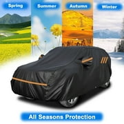 SUV Full Car Cover Upgraded Material Waterproof Car Cover Outdoor Sun UV Rain Protection Black