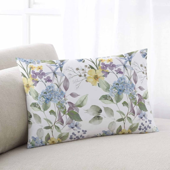 Vintage Spring Floral Throw Pillow Covers, Farmhouse Flowers Watercolor Soft Breathable Pillow Cases with Invisible Zipper for Sleeping, Small Pillowcases for Couch Bed Sofa Chair 16x24 Inches