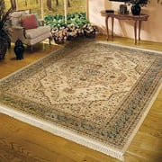 Viscose Kerman Area Rug, Ivory & Green