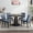 Black Gold Table + 4 Blue Chairs, variant on Roundhill Furniture Cavira 5-Piece Modern Dining Set, Black and Gold Faux Marble Dining Table with Four Chairs, Yellow