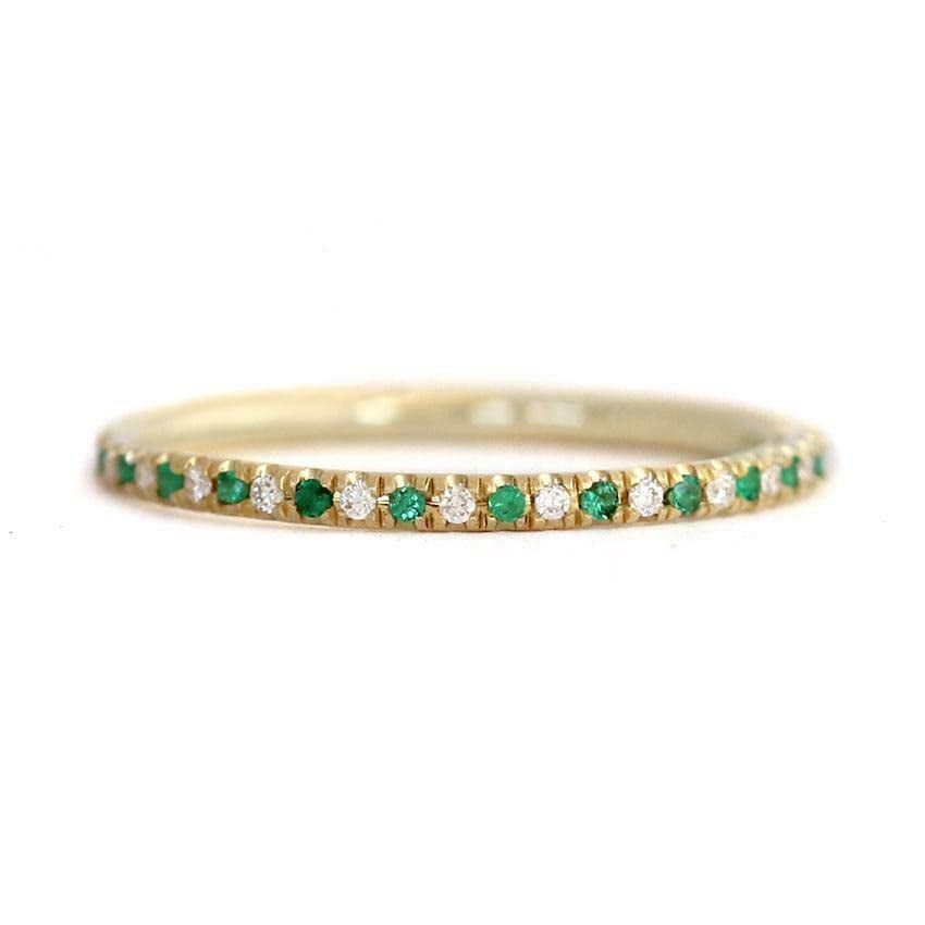 HeartsAndYou 1ct Natural Emerald Diamond Alternate Diamond Eternity Band 14k REAL Yellow Gold