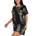 thumbnail image 2 of Bixox Women's Jellyfish Printed Pajama Set 2 Piece Lounge Set Top and Shorts Soft Pajamas, Shorts with Pockets, 2 of 7