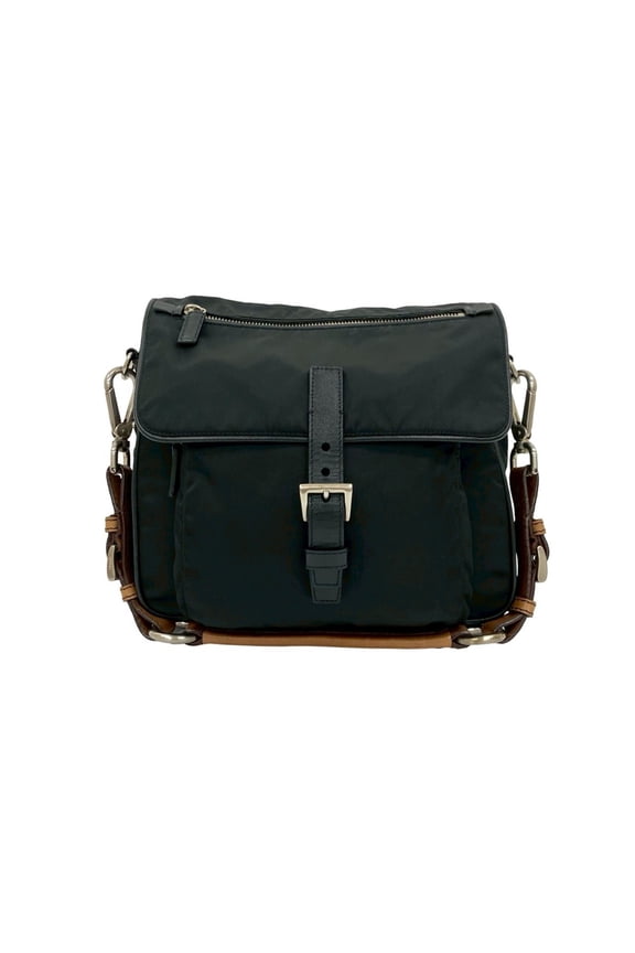 Pre-Owned PRADA Prada Triangle Logo Hardware Saffiano Leather and Nylon Handbag One... (Good)