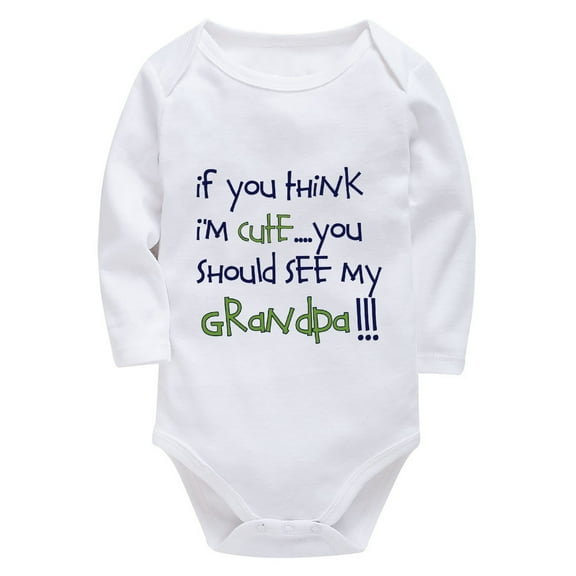 If You Think I'm Cute You Should See My Grandpa Coming Home Outfit Long Sleeve Baby Bring Home Outfit Boy White 9 Month Boy