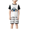 thumbnail image 5 of CAICJ98 Toddler Boys Summer Clothes 2T 3T 4T 5T Kids 2-12 Years Boys Truck Embroidery Short Sleeve T-Shirt Tops and Plaid Shorts Set Cute Toddler Boy Outfits (Dark Blue,5-6 Years）, 5 of 6