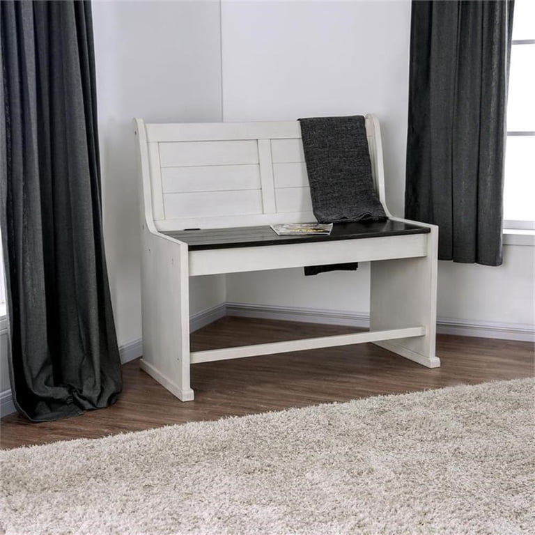 Furniture of America Chester White Bench: Rustic Wooden Corner