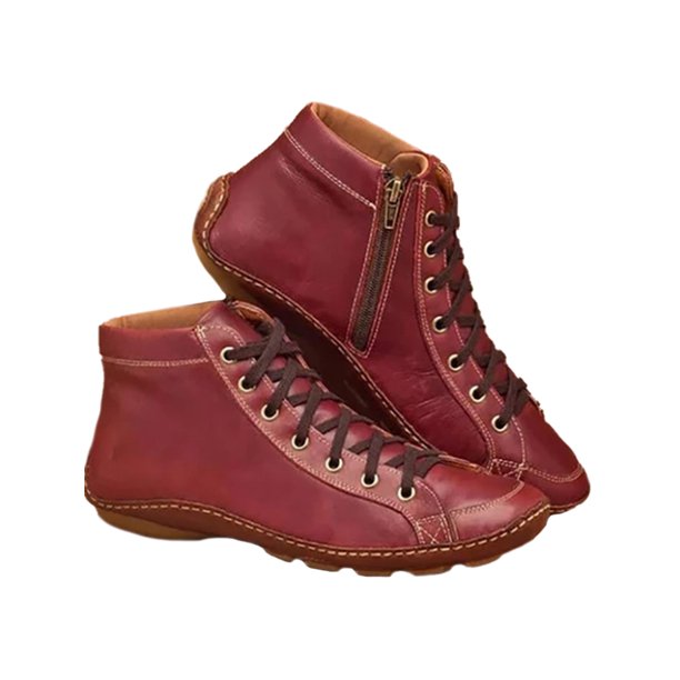 womens flat ankle boots lace up